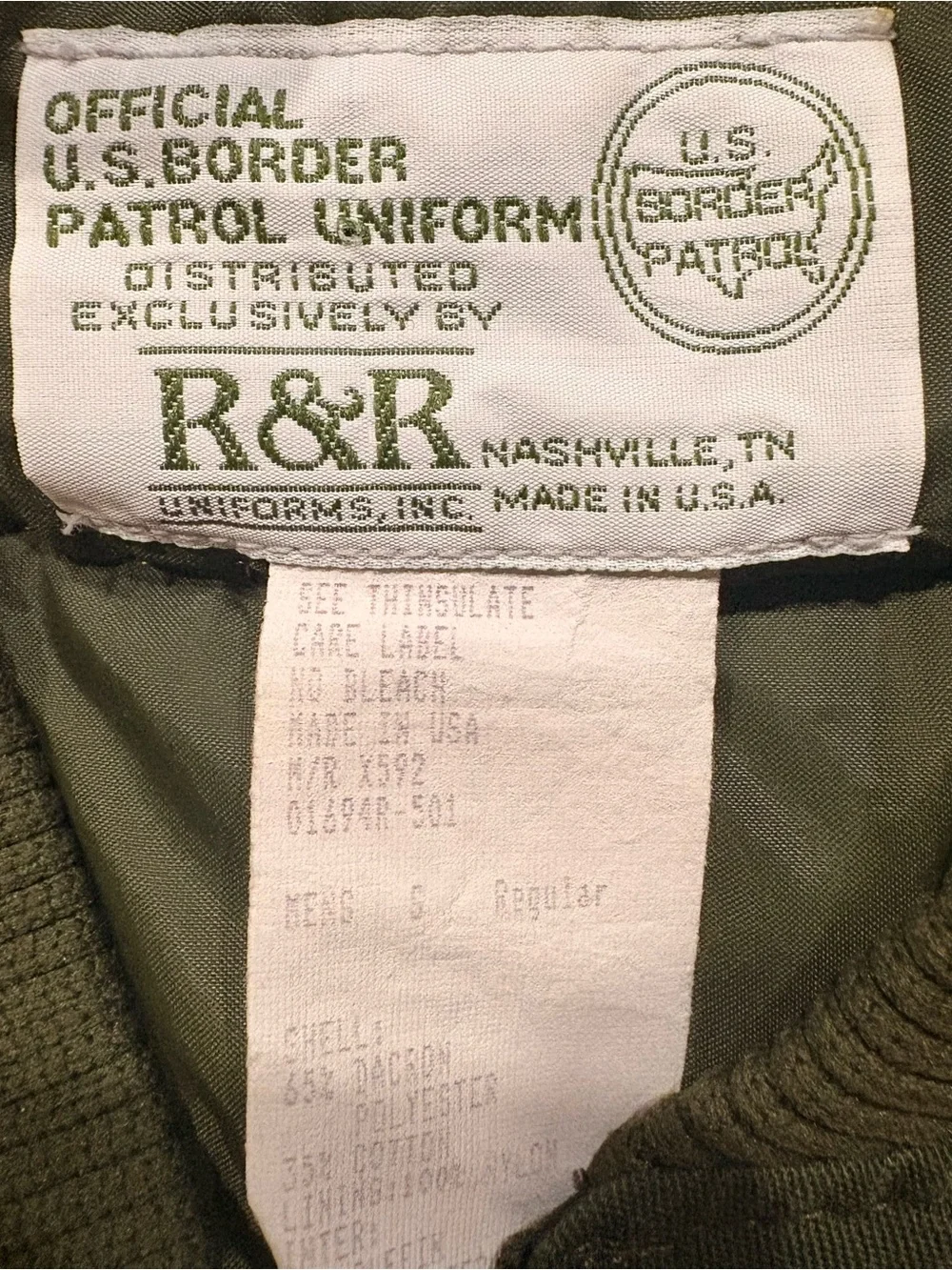 Men's Olive Green Zip-Front Work Vest-Official US Border Patrol Uniform